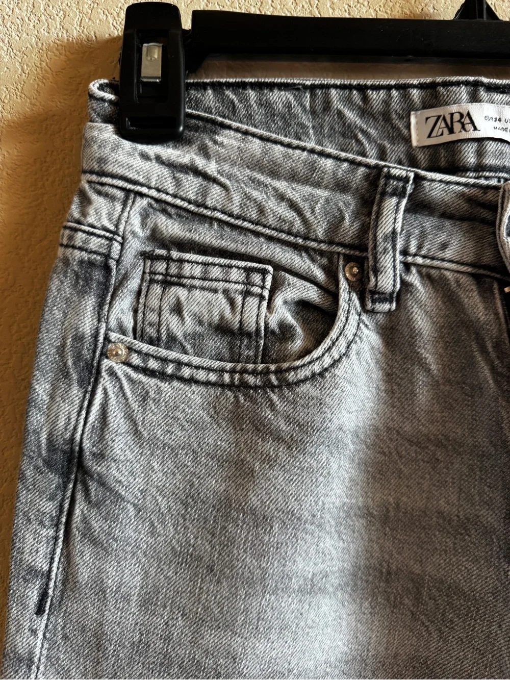 Zara Gray High-Rise Wide Leg Jeans